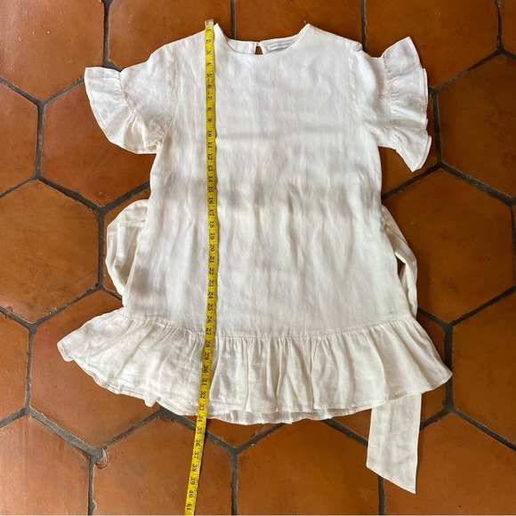 Urban Outfitters White Linen Mini Dress Size Small Preppy Boxy Babydoll Coastal - Picture 8 of 9